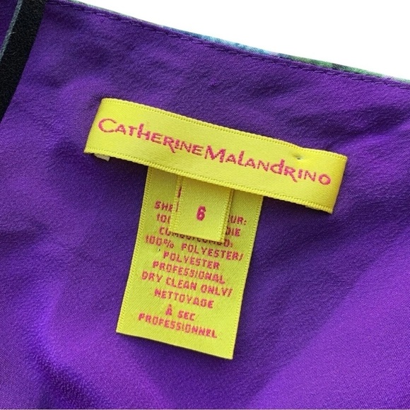 Catherine Malandrino Silk Draped Neck Scalloped Textured Mini Dress Green Size 6 - Picture 8 of 9